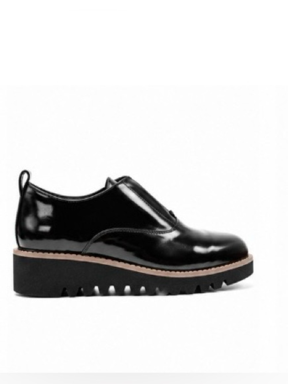 Zara Black Patent Platform Lug Sole Loafers Oxfords Size 7.5